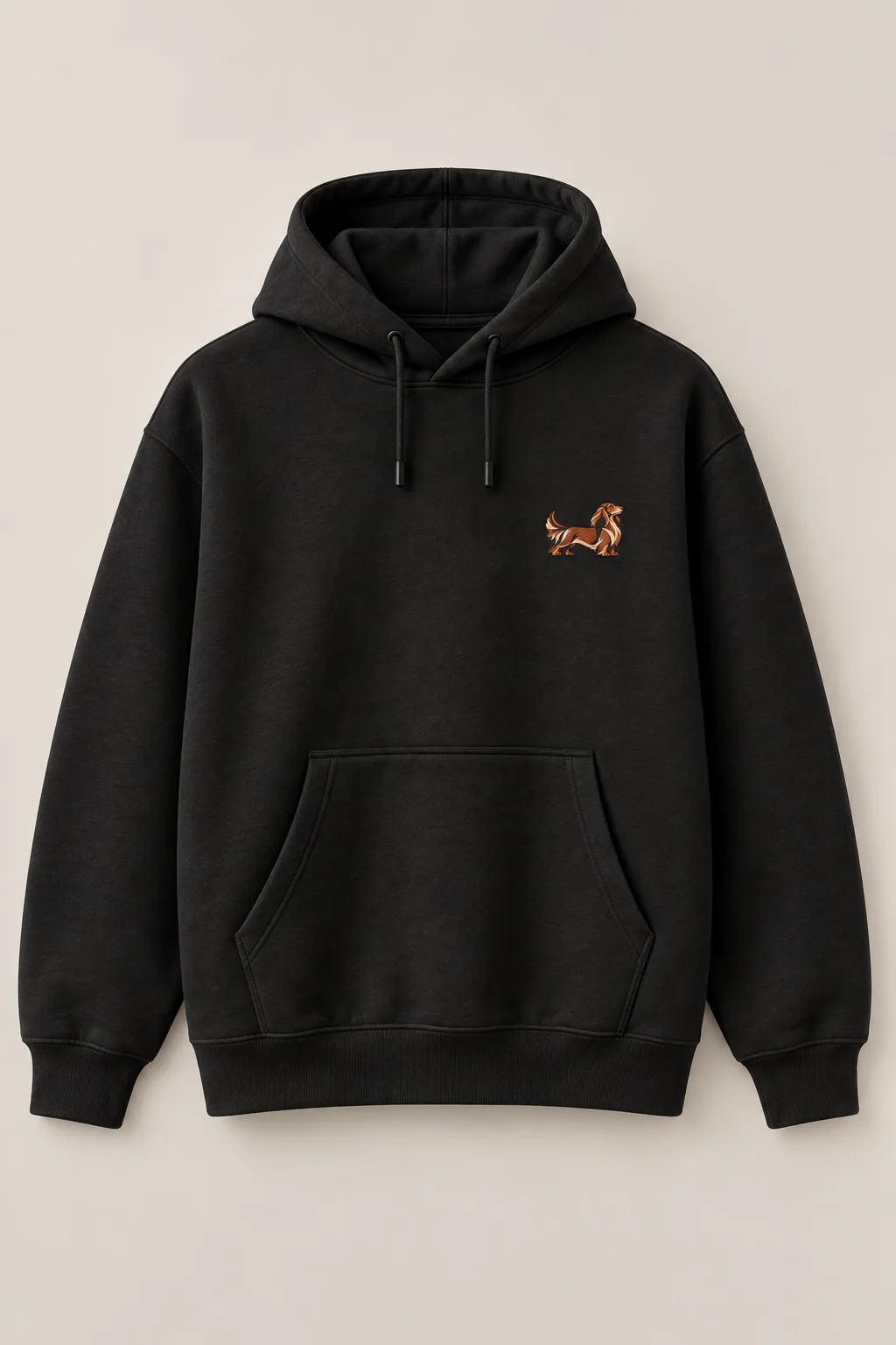 Sort Signature Hoodie med dachshundbroderi foran